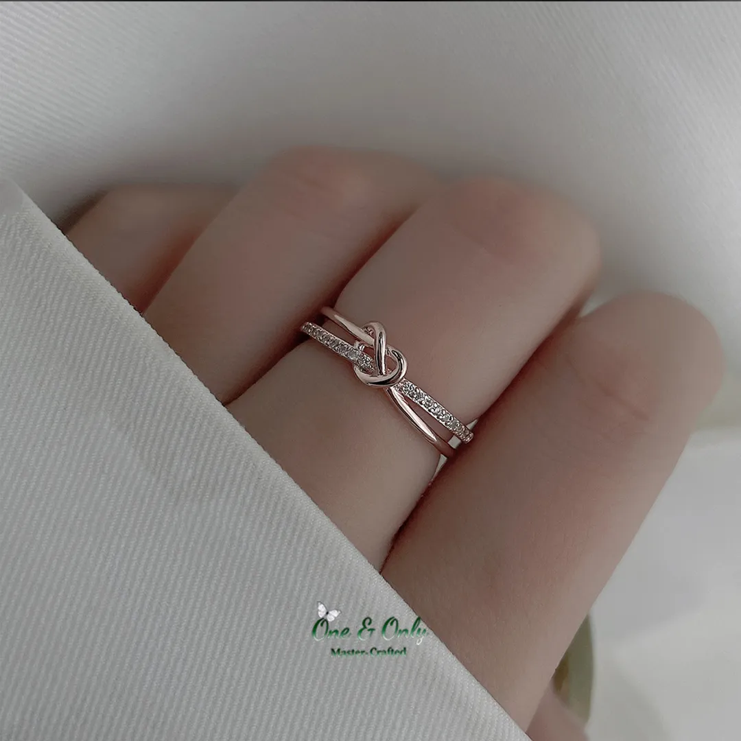 Matching Mother & Daughter Heart  Knot Rings | Sterling Silver Mother Daughter Love Knot Jewelry 