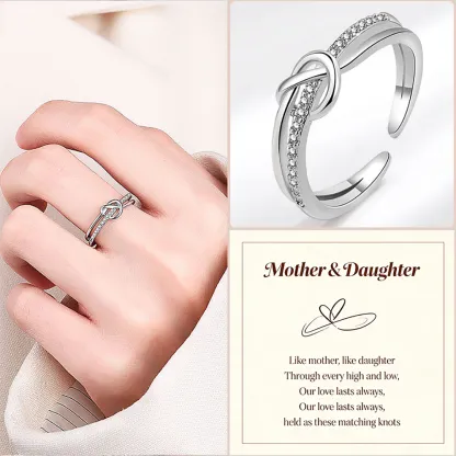 Matching Mother & Daughter Heart  Knot Rings | Sterling Silver Mother Daughter Love Knot Jewelry 