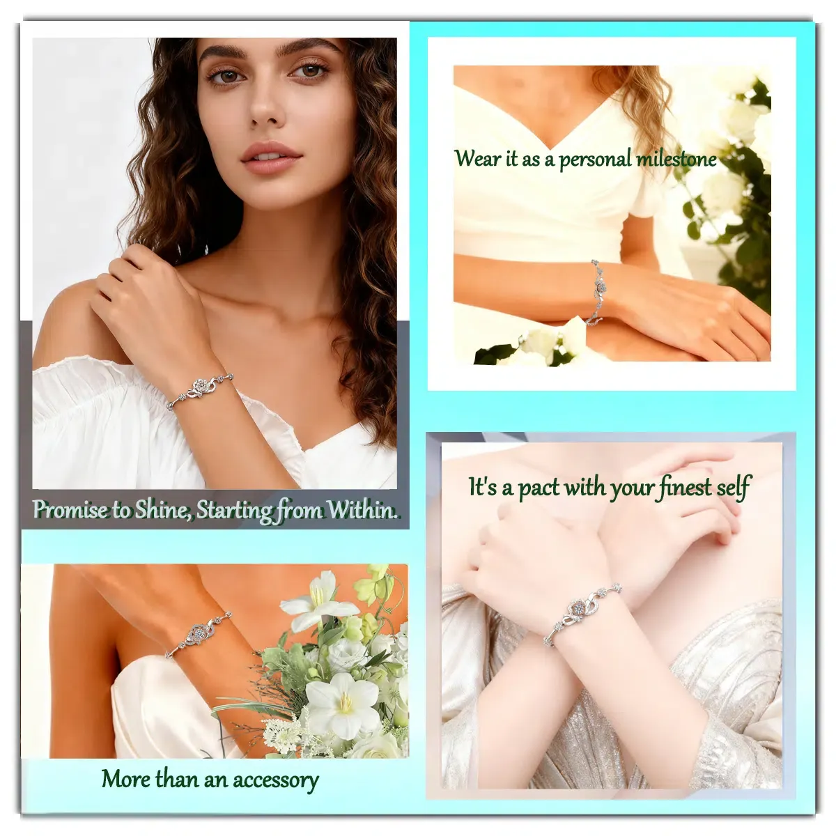 0.5ct Moissanite+Sterling S999 Silve | Moissanite Eternal Rose Twilight Bracelet | Where Rose Gold Warmth Meets White Gold Brilliance |Best Gift