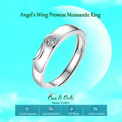  0.5Ct Moissanite+Sterling 925 Silver  |Moissanite "Angel's Wing" Promise Ring | A Symbol of Protection & Inner Courage