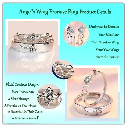  0.5Ct Moissanite+Sterling 925 Silver  |Moissanite "Angel's Wing" Promise Ring | A Symbol of Protection & Inner Courage