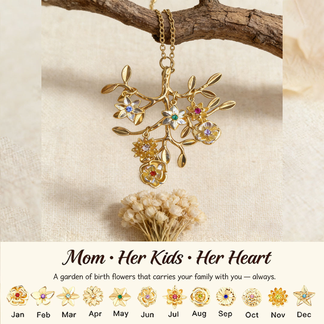 🌸 For Mom: The Tree in Full Bloom🌳Custom Tree of Life Necklace – Personalized Birthflowers for Mom, Her Children & Husband