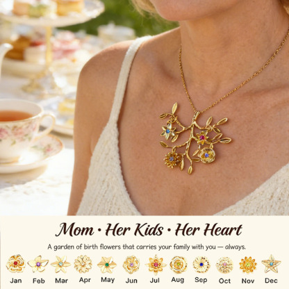 🌸 For Mom: The Tree in Full Bloom🌳Custom Tree of Life Necklace – Personalized Birthflowers for Mom, Her Children & Husband