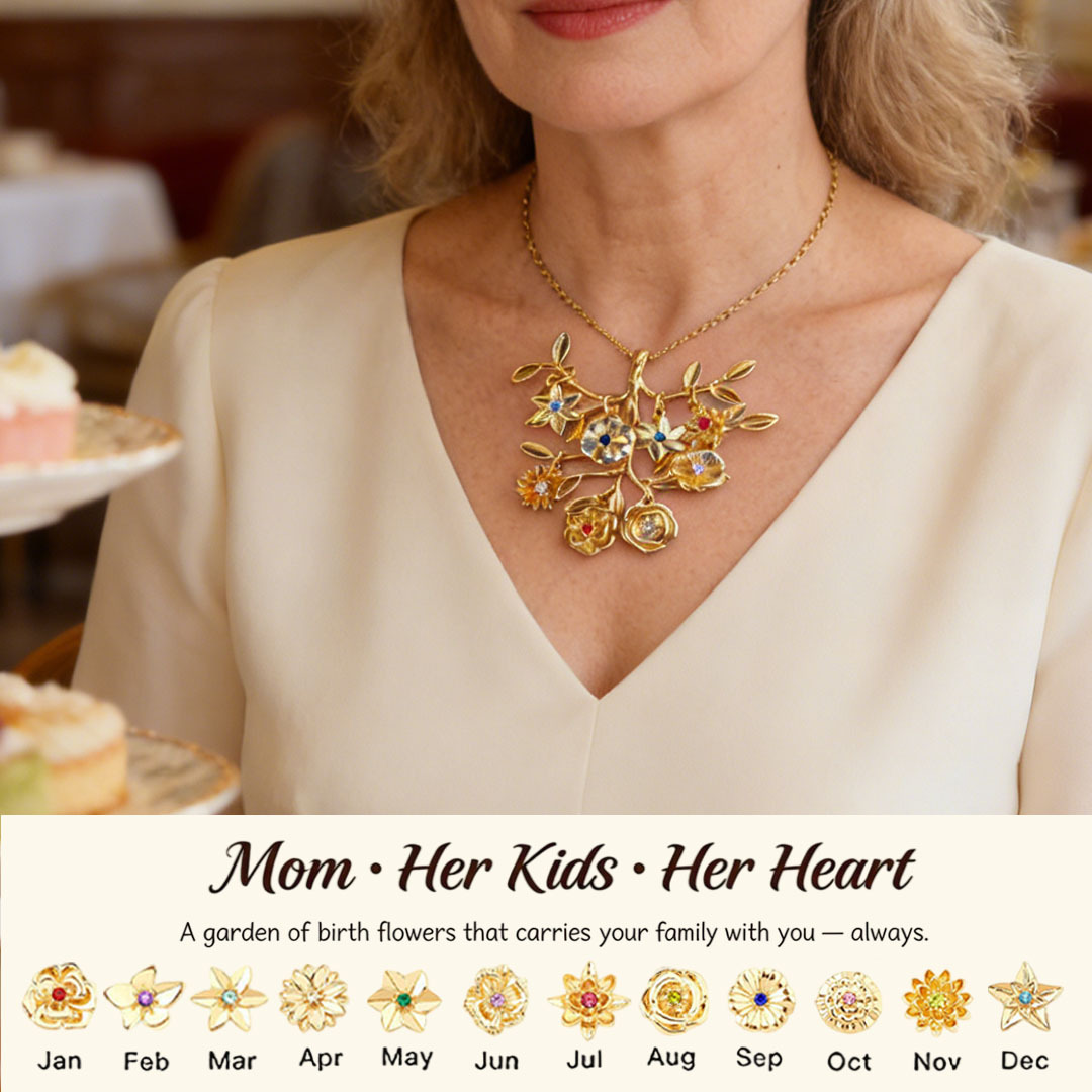 🌸 For Mom: The Tree in Full Bloom🌳Custom Tree of Life Necklace – Personalized Birthflowers for Mom, Her Children & Husband