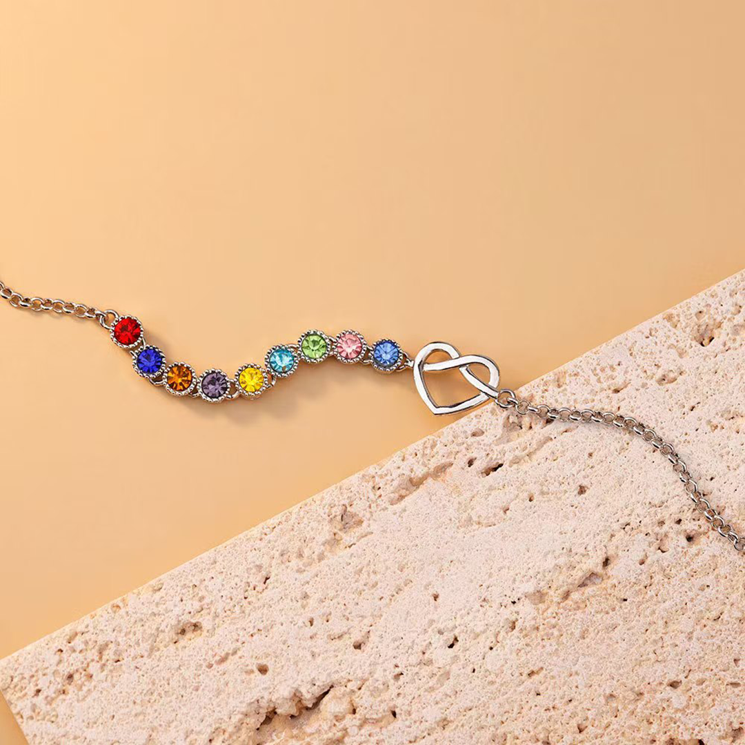 Mom’s Heartbeat Heart Knot Bracelet-1-9 Birthstones 💝 A gift woven from her love, worn close to her heart.