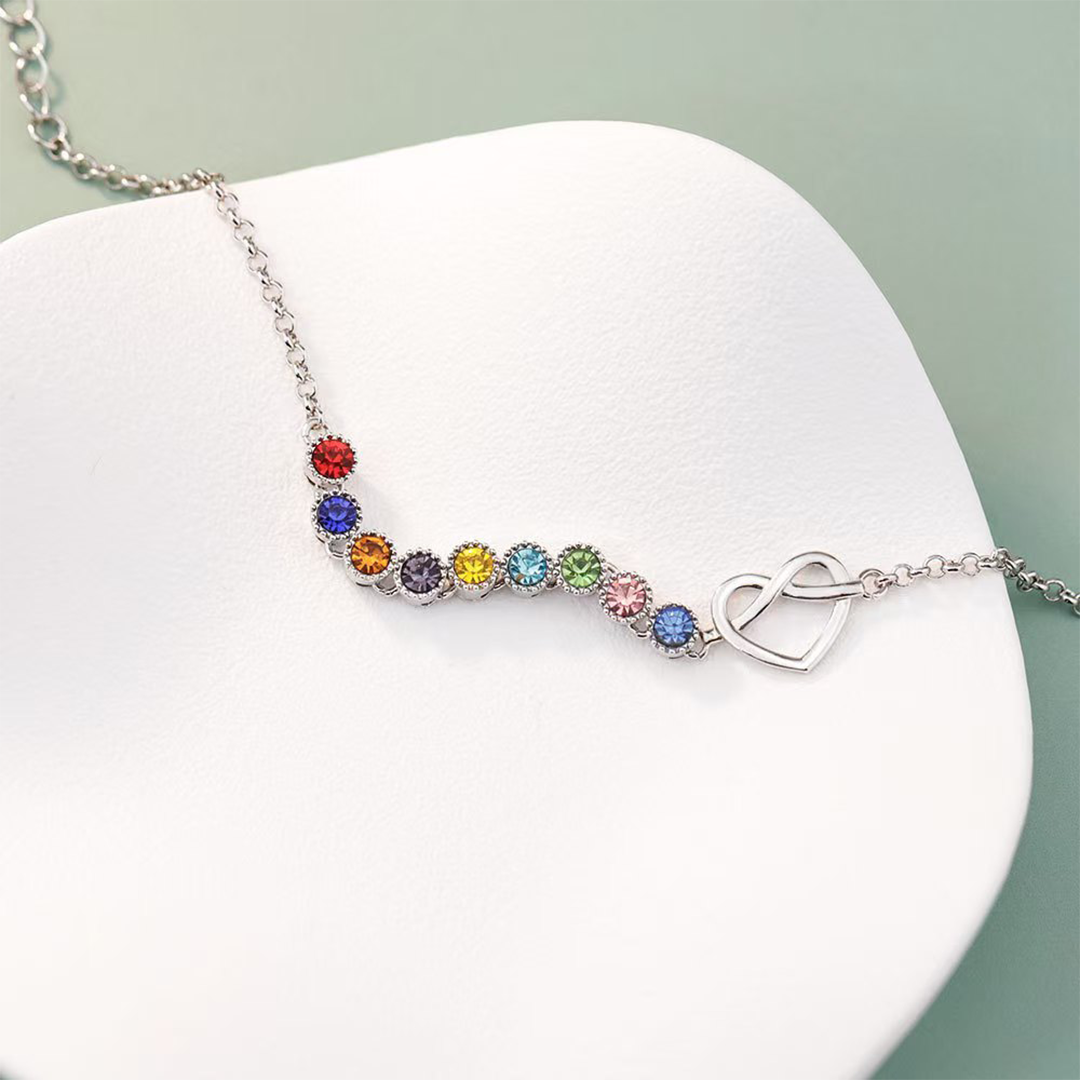 Mom’s Heartbeat Heart Knot Bracelet-1-9 Birthstones 💝 A gift woven from her love, worn close to her heart.