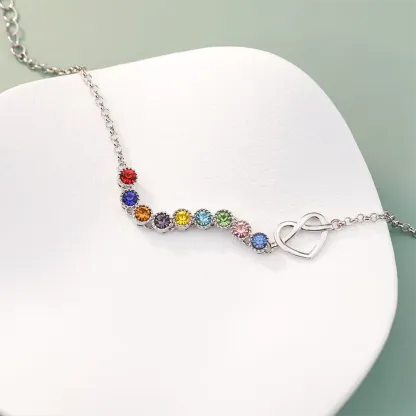 Mom’s Heartbeat Heart Knot Bracelet-1-9 Birthstones 💝 A gift woven from her love, worn close to her heart.
