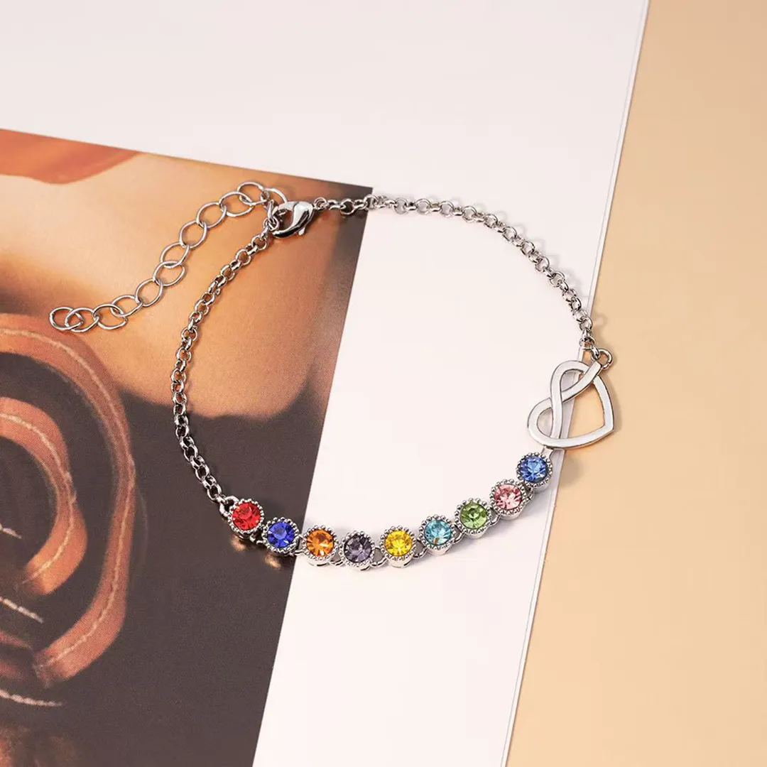 Mom’s Heartbeat Heart Knot Bracelet-1-9 Birthstones 💝 A gift woven from her love, worn close to her heart.