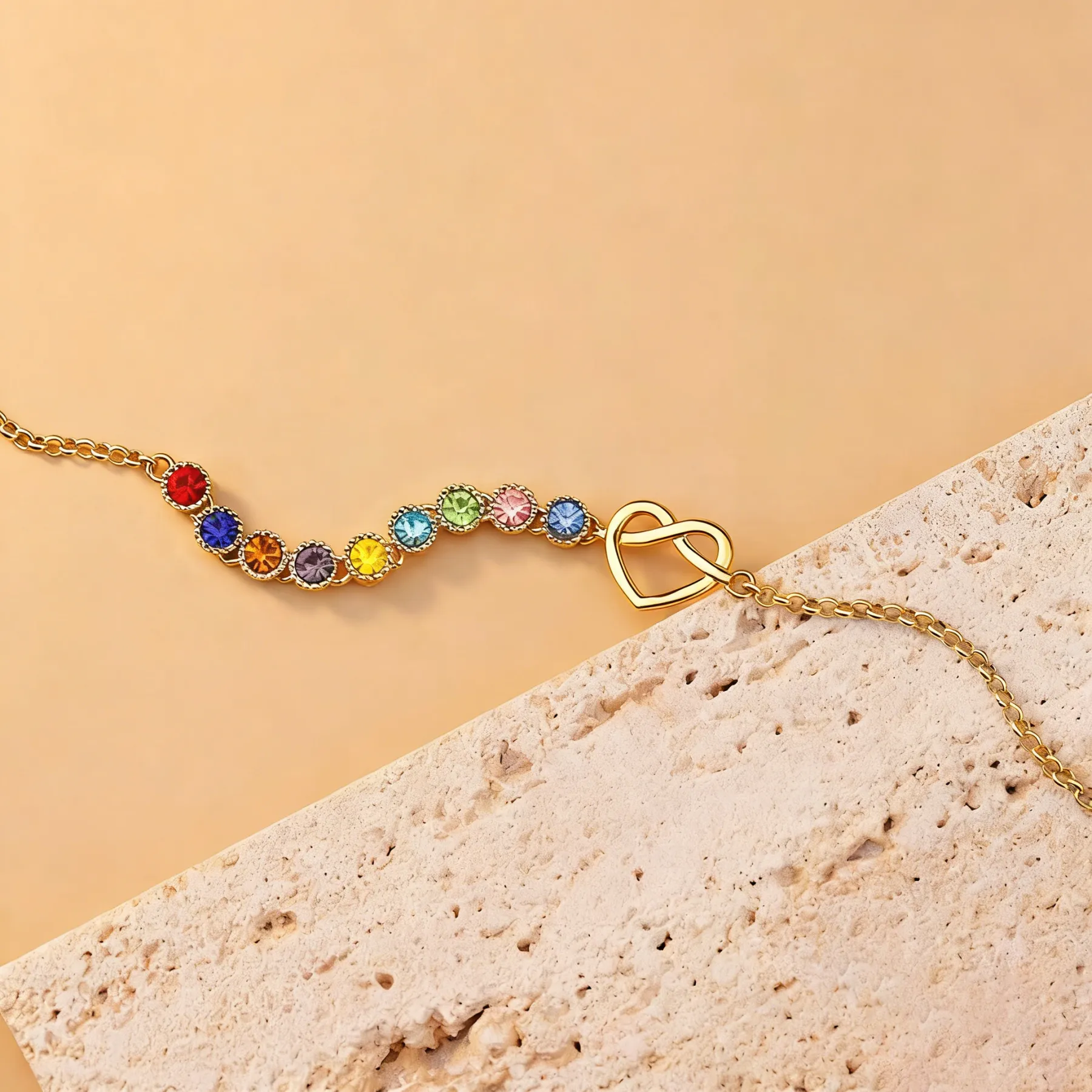 Mom’s Heartbeat Heart Knot Bracelet-1-9 Birthstones 💝 A gift woven from her love, worn close to her heart.