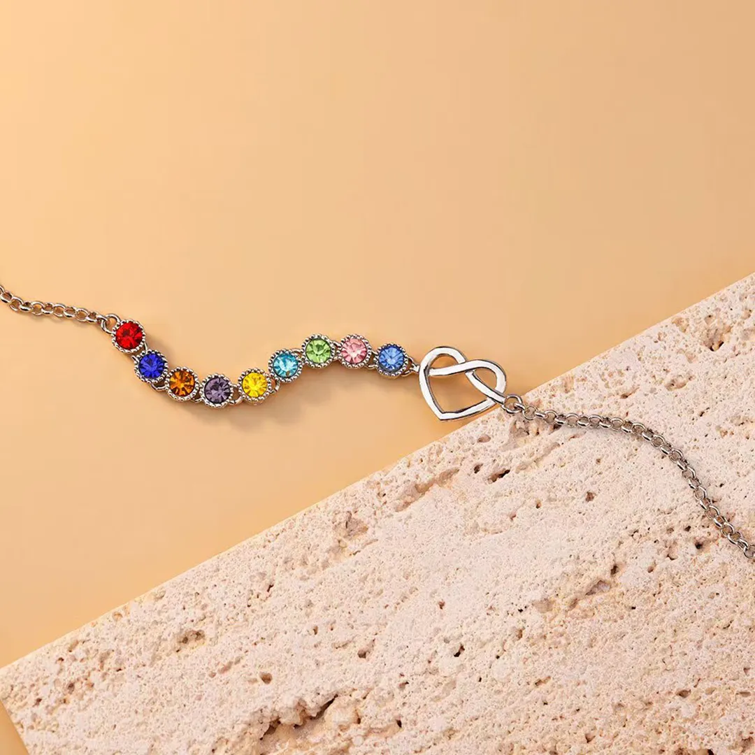 Mom’s Heartbeat Heart Knot Bracelet-1-9 Birthstones 💝 A gift woven from her love, worn close to her heart.