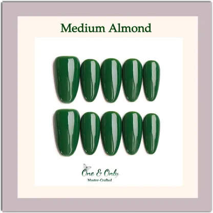 Olive Grove Gloss Press-On Nails | Coffin & Medium Almond Shapes | Quiet Luxury Green | Handcrafted press-on nails