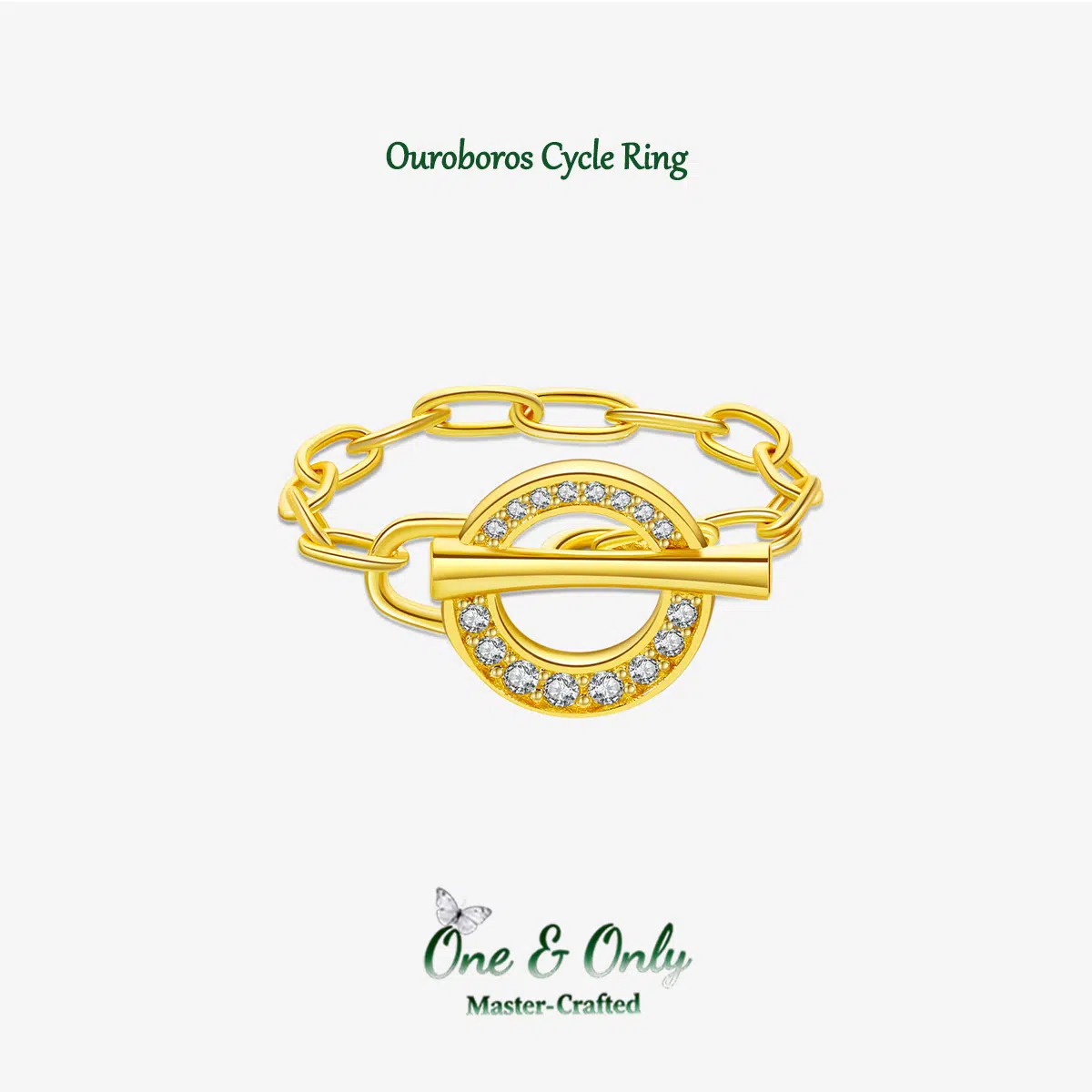 Sterling S925 Silve + 5A Zircon | Ouroboros Cycle Ring​ ​ | Nickel-Free Plating