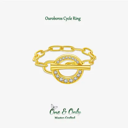 Sterling S925 Silve + 5A Zircon | Ouroboros Cycle Ring​ ​ | Nickel-Free Plating