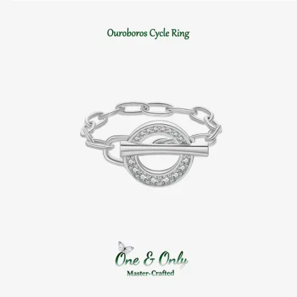 Sterling S925 Silve + 5A Zircon | Ouroboros Cycle Ring​ ​ | Nickel-Free Plating