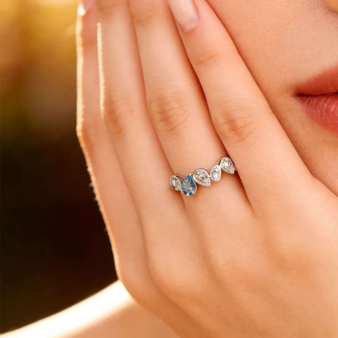 I'll Be With You Pear-Shaped Wave Ring | Gift for Soulmate❤Forever Loved