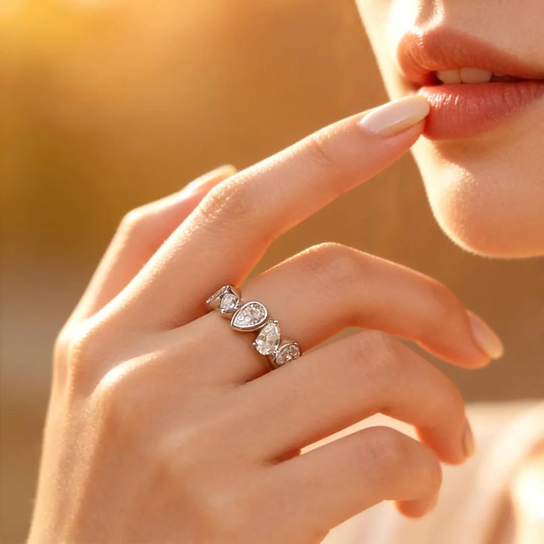 I'll Be With You Pear-Shaped Wave Ring | Gift for Soulmate❤Forever Loved