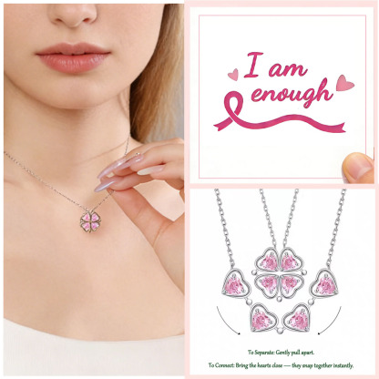 Pink Ribbon "I Am Enough" Heart Necklace: A Symbol of Strength & Self-Love