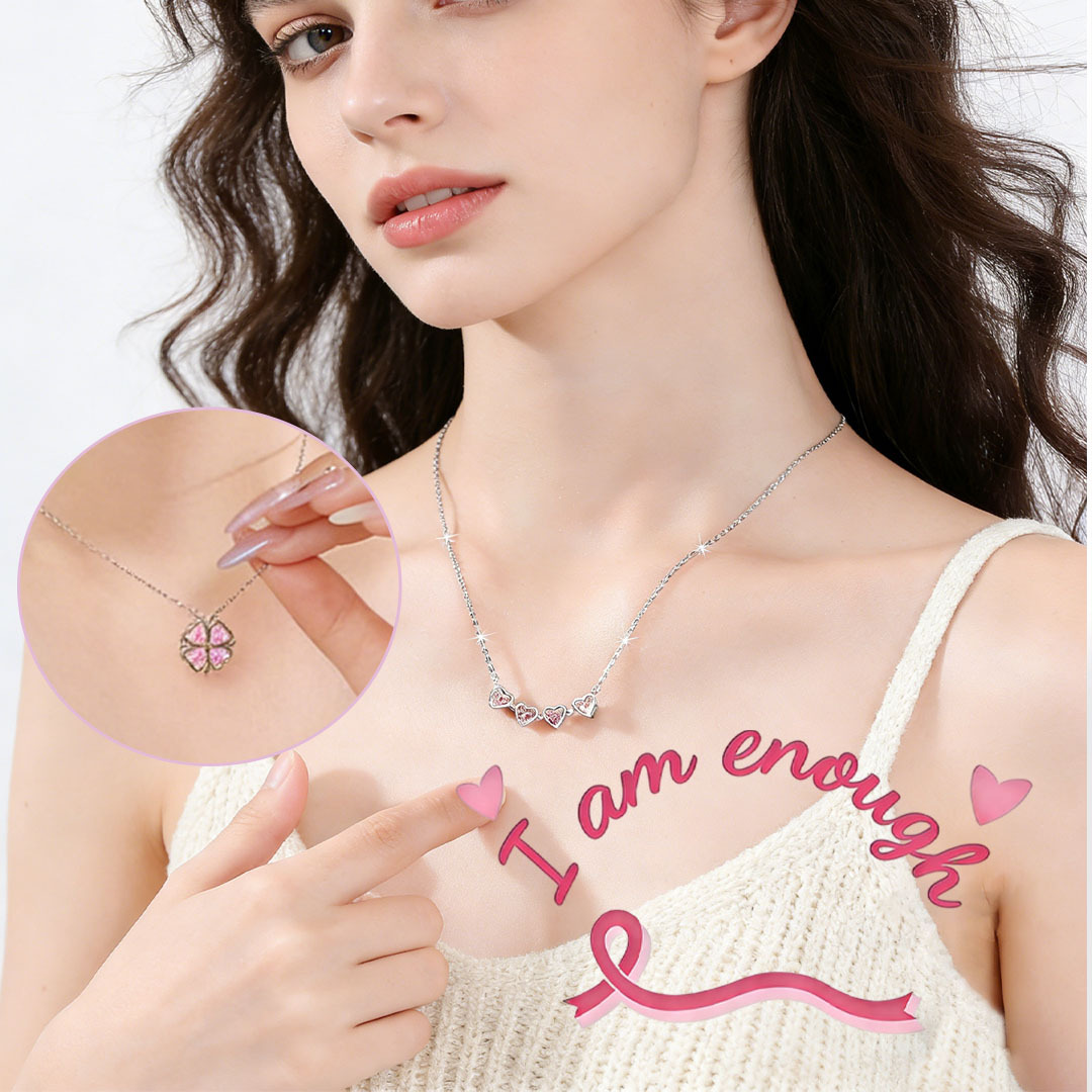 Pink Ribbon "I Am Enough" Heart Necklace: A Symbol of Strength & Self-Love