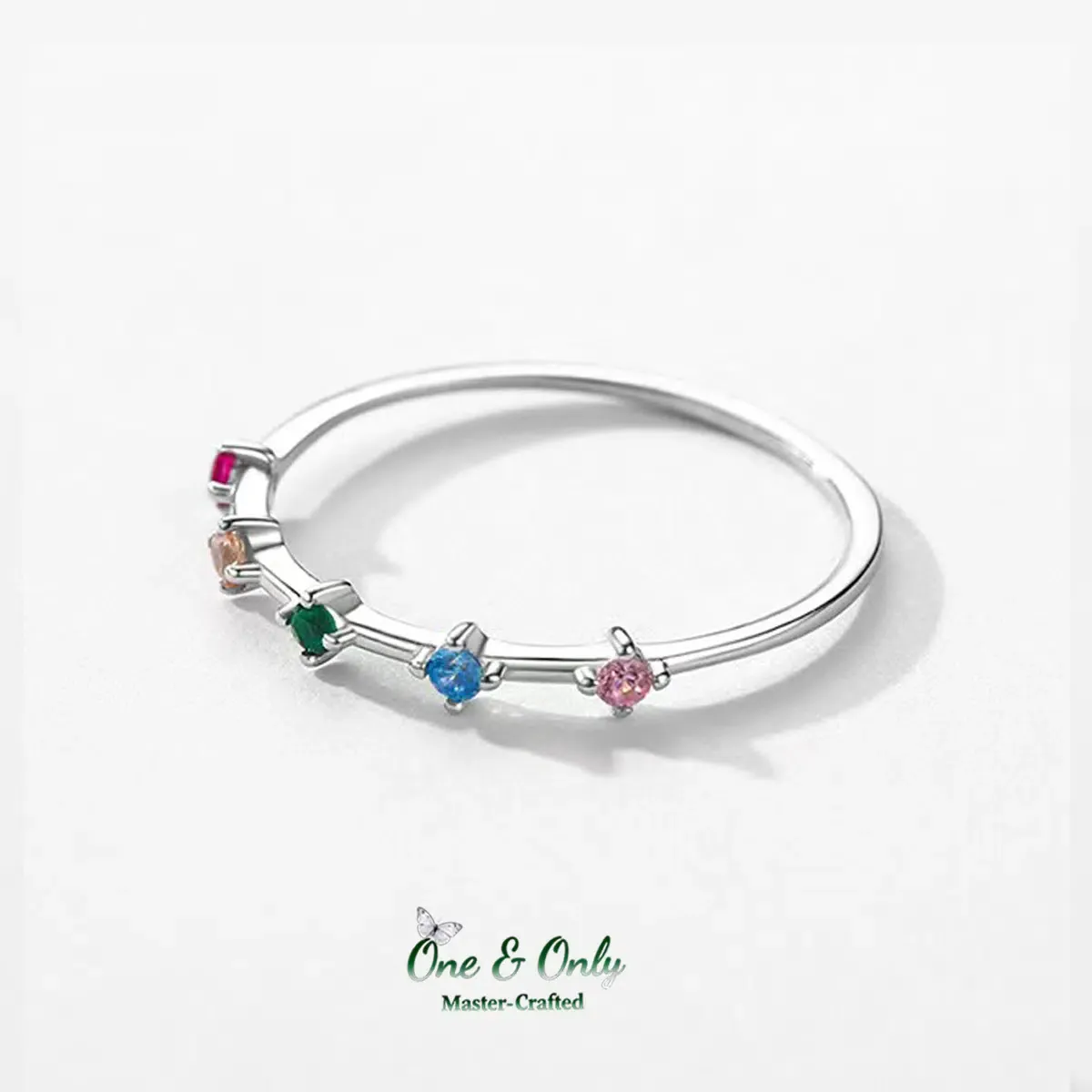 Sterling S925 Silve + 5A CZ | Rainbow Arc Ring | Nickel-Free Plating