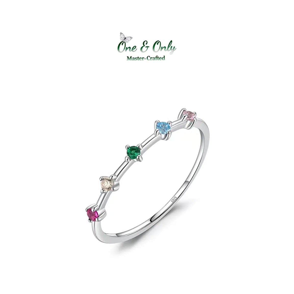 Sterling S925 Silve + 5A CZ | Rainbow Arc Ring | Nickel-Free Plating