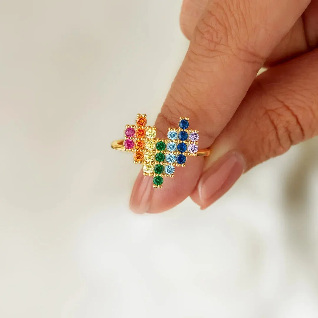 Perfect as a Valentine’s gift for her — Rainbow Heart Rotating Ring  | Adjustable Magic Colorful Jewelry for Valentine's