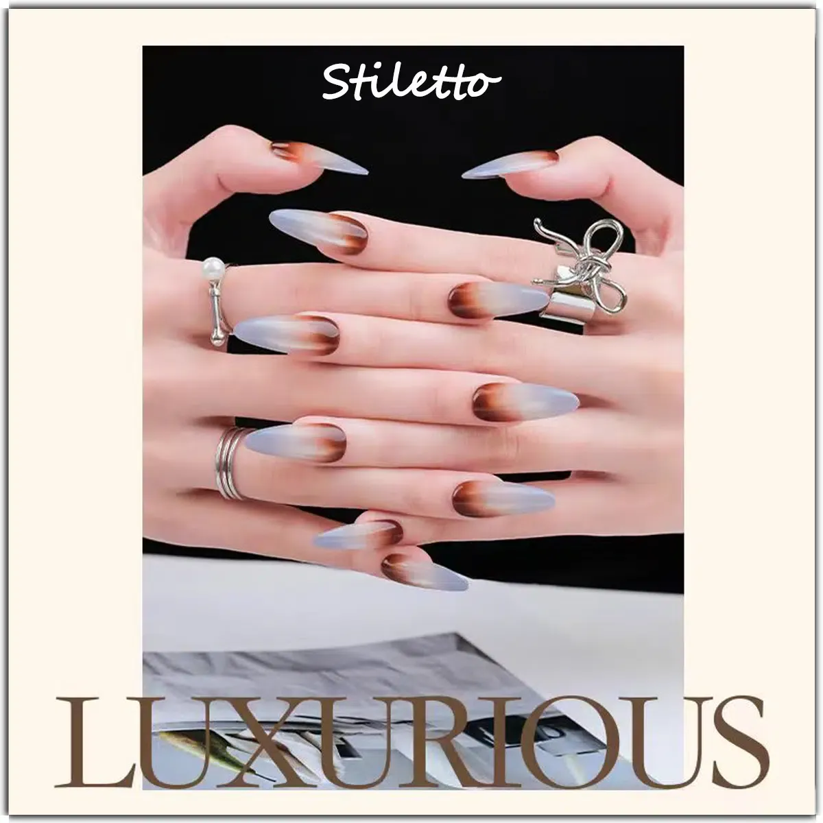 Latte Series Press - Glacier Latte | Handcrafted press-on nails