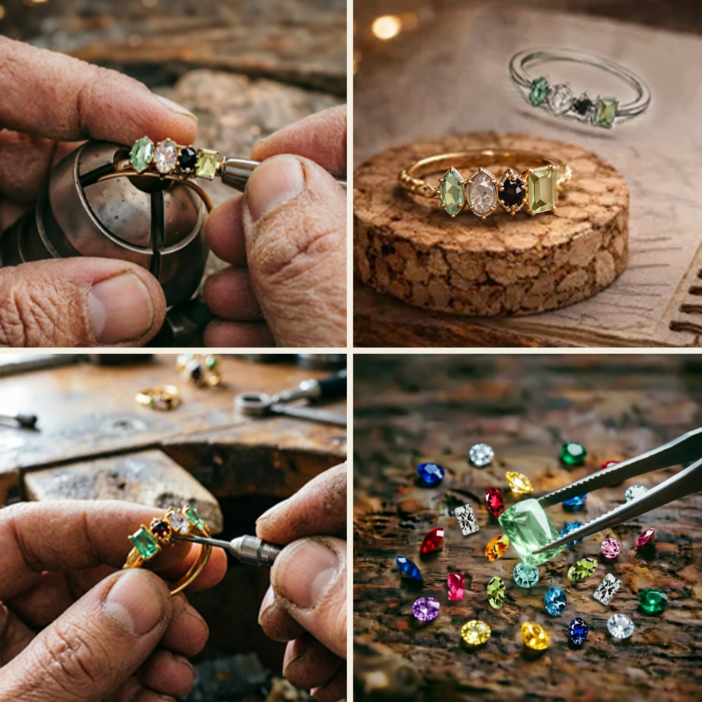 Personalized Multiple Stones Grandma & Mom Family Ring