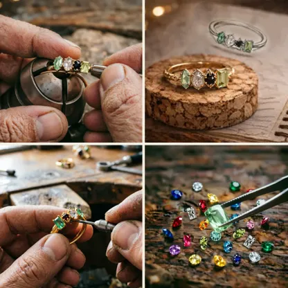 Personalized Multiple Stones Grandma & Mom Family Ring