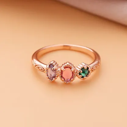 Personalized Multiple Stones Grandma & Mom Family Ring