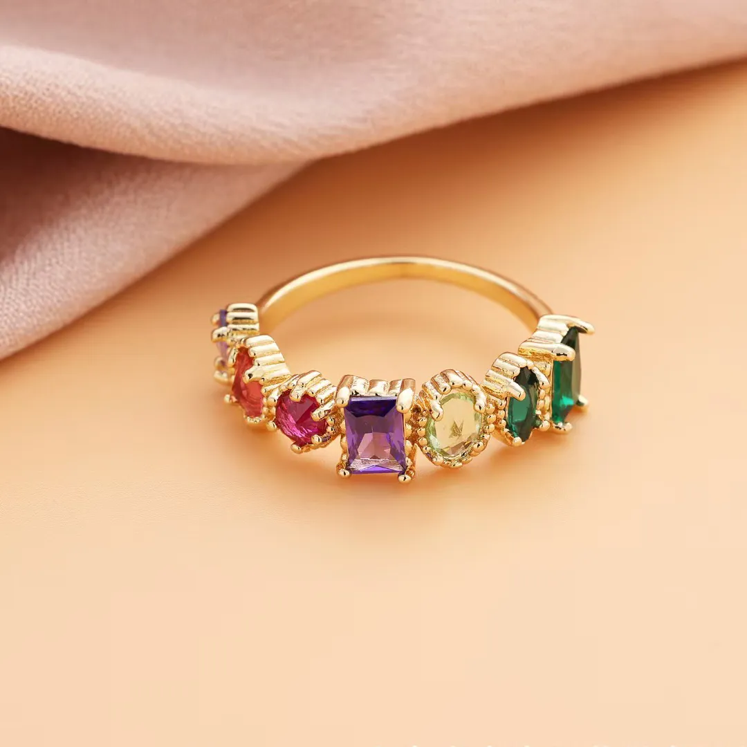 Personalized Multiple Stones Grandma & Mom Family Ring