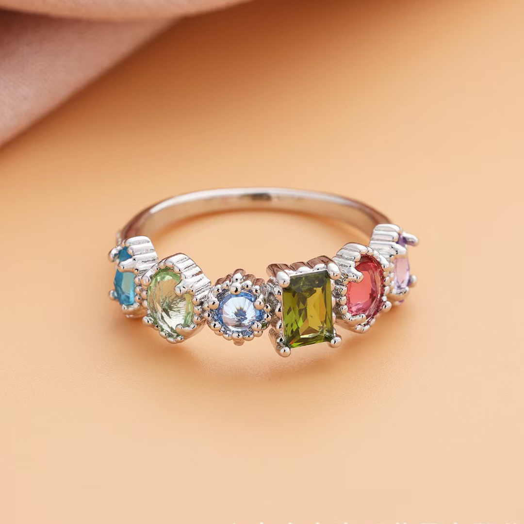 Personalized Multiple Stones Grandma & Mom Family Ring