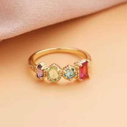 Personalized Multiple Stones Grandma & Mom Family Ring