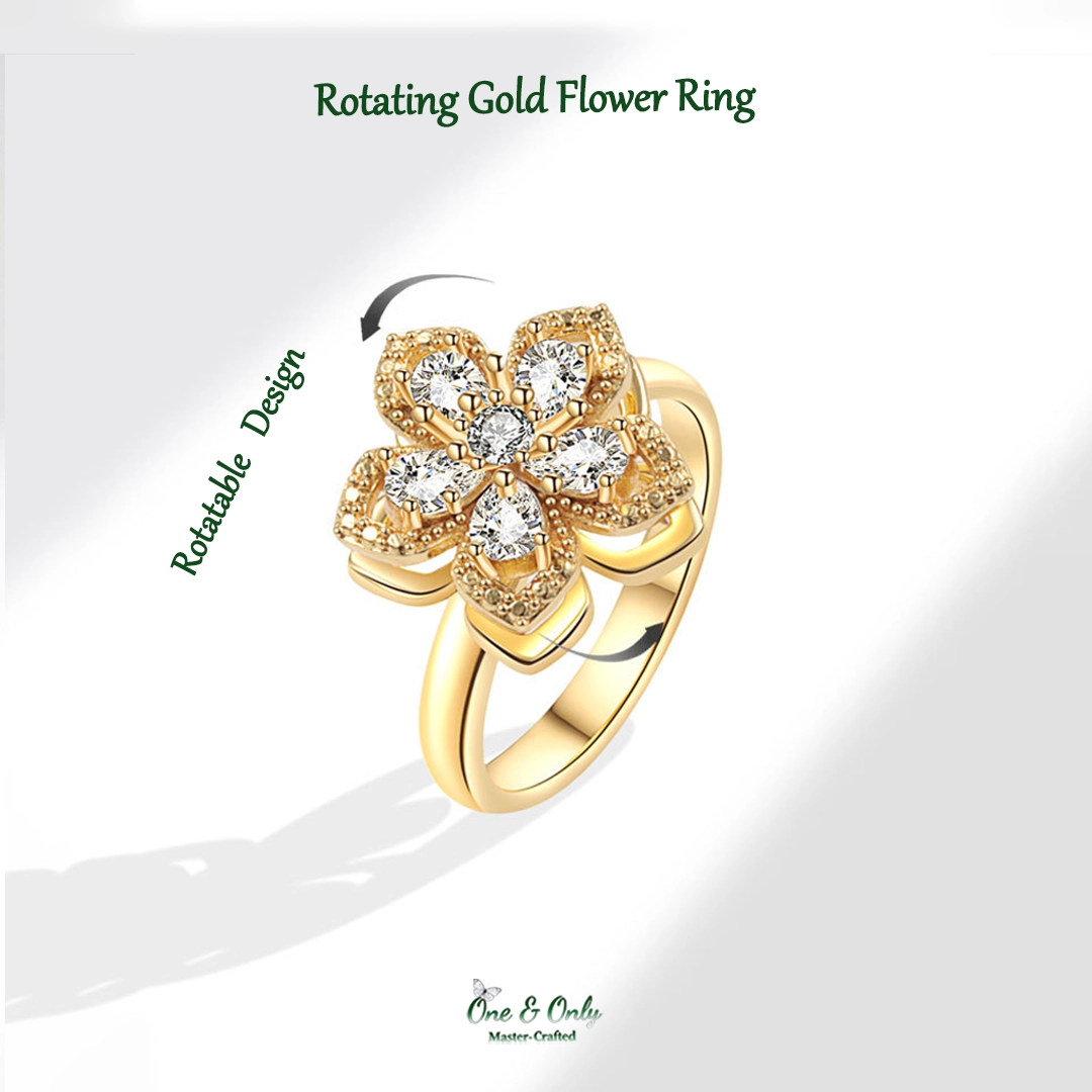 Magic Guardian Jewelry Valentine's Day Gift 🏵️ Rotating Gold Flower Ring | Your spark, your rules.
