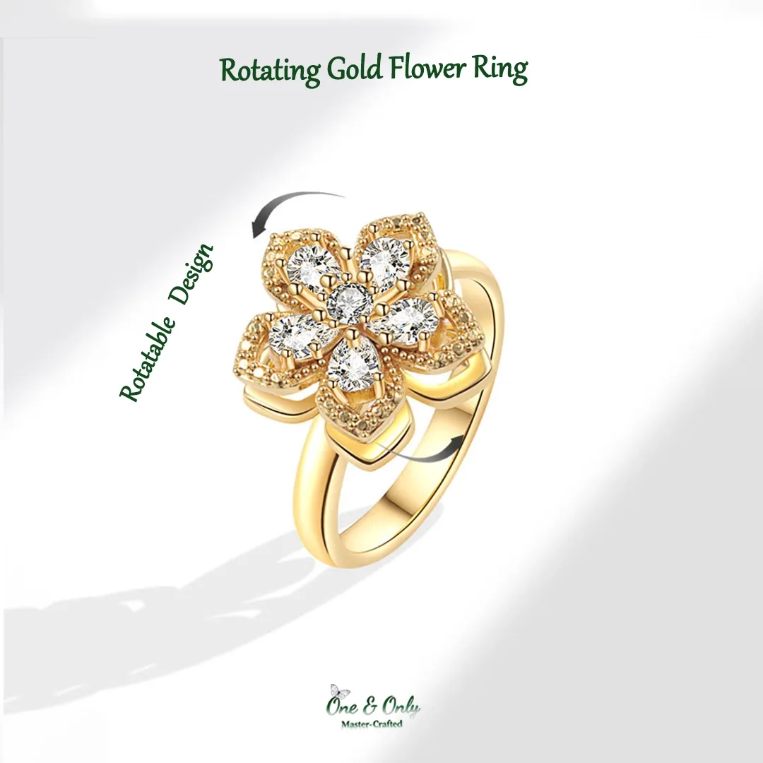 Magic Guardian Jewelry Valentine's Day Gift 🏵️ Rotating Gold Flower Ring | Your spark, your rules.