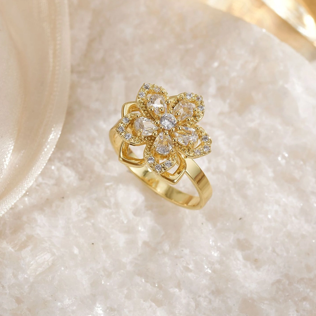 Magic Guardian Jewelry Valentine's Day Gift 🏵️ Rotating Gold Flower Ring | Your spark, your rules.