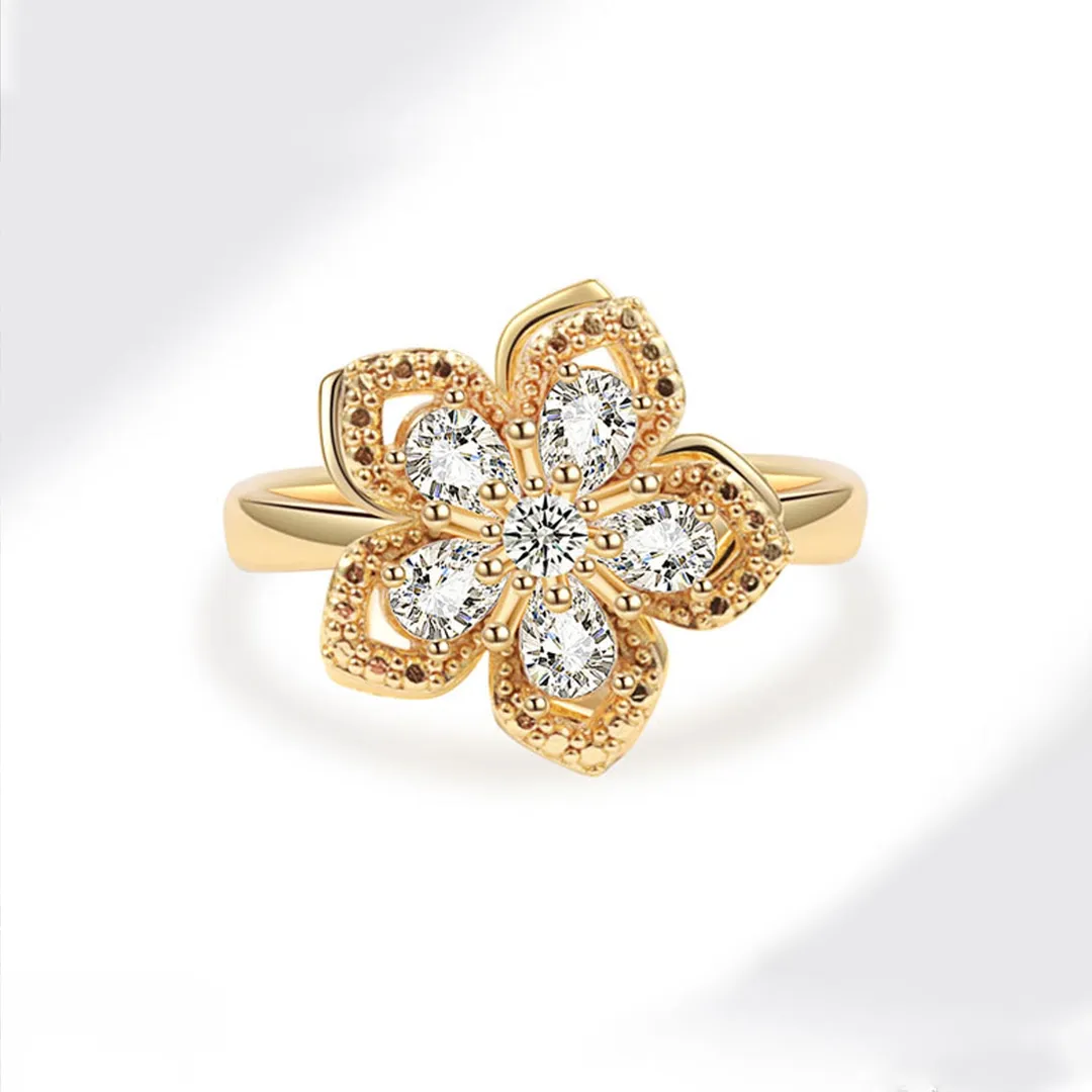 Magic Guardian Jewelry Valentine's Day Gift 🏵️ Rotating Gold Flower Ring | Your spark, your rules.