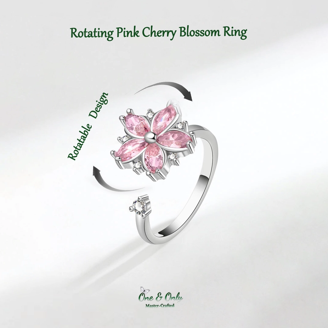 Magic Guardian Jewelry Valentine's Day Gift 🌸 Rotating Pink Cherry Blossom Ring | Fleeting beauty. Forever love.