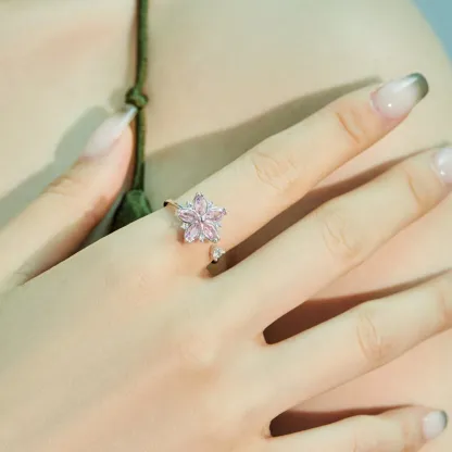 Magic Guardian Jewelry Valentine's Day Gift 🌸 Rotating Pink Cherry Blossom Ring | Fleeting beauty. Forever love.