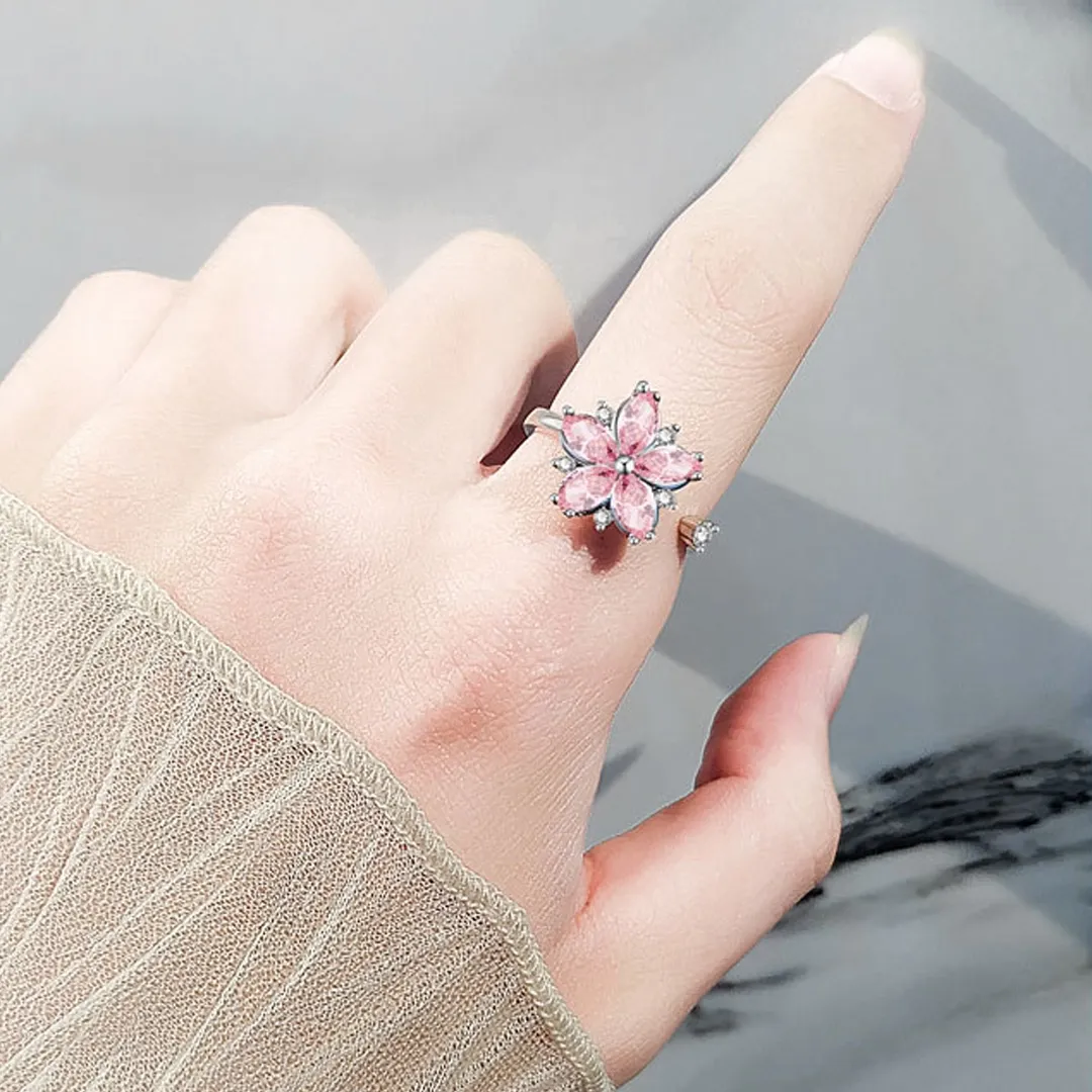 Magic Guardian Jewelry Valentine's Day Gift 🌸 Rotating Pink Cherry Blossom Ring | Fleeting beauty. Forever love.