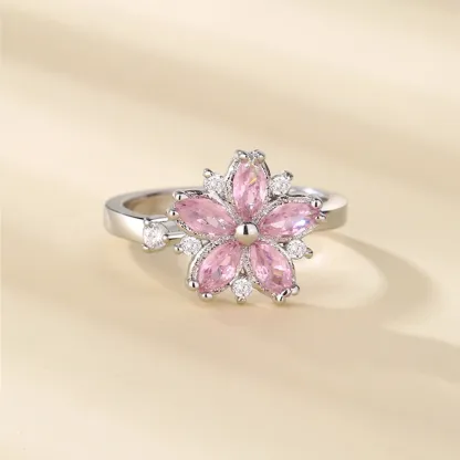 Magic Guardian Jewelry Valentine's Day Gift 🌸 Rotating Pink Cherry Blossom Ring | Fleeting beauty. Forever love.