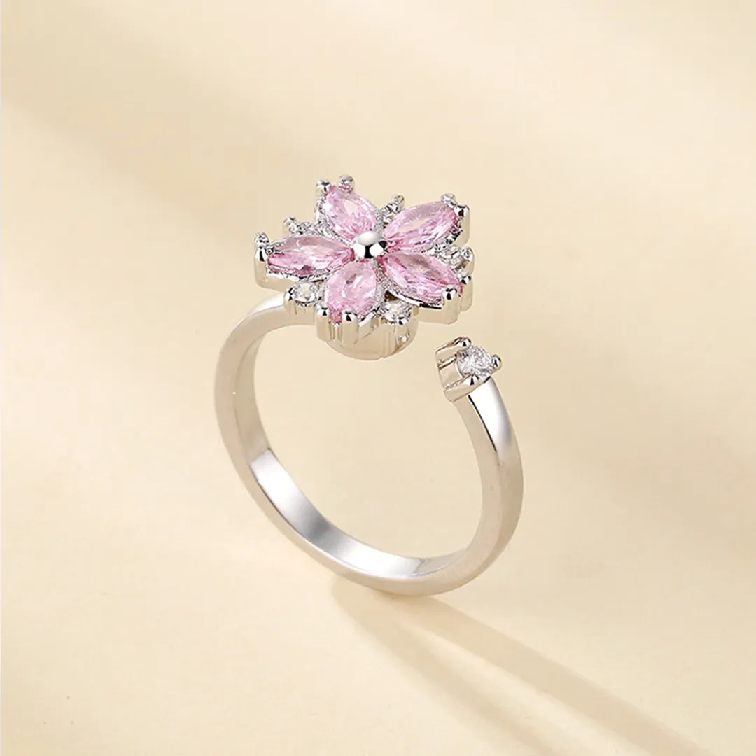 Magic Guardian Jewelry Valentine's Day Gift 🌸 Rotating Pink Cherry Blossom Ring | Fleeting beauty. Forever love.