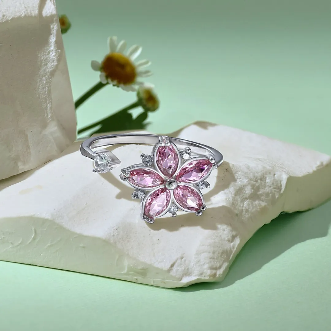 Magic Guardian Jewelry Valentine's Day Gift 🌸 Rotating Pink Cherry Blossom Ring | Fleeting beauty. Forever love.