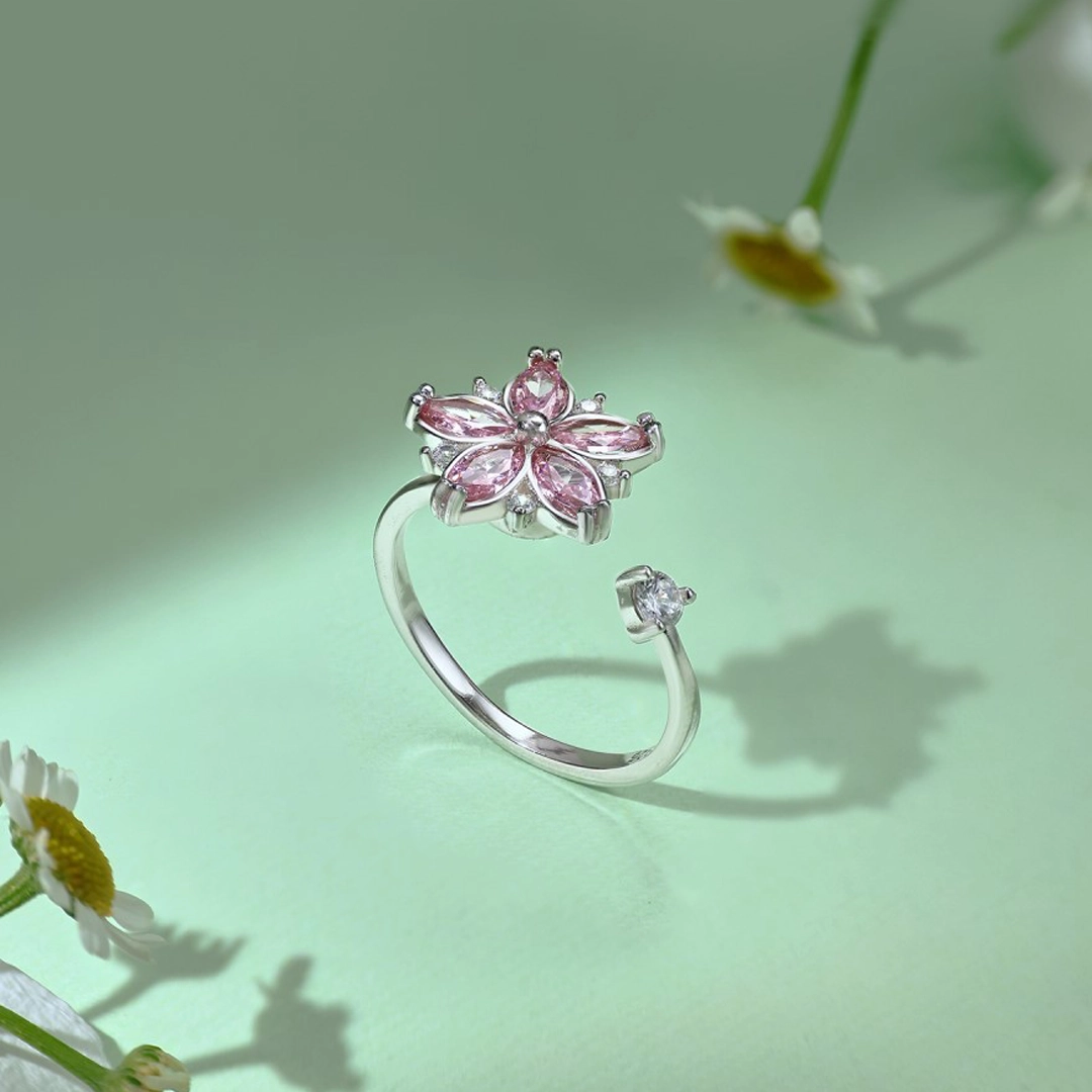 Magic Guardian Jewelry Valentine's Day Gift 🌸 Rotating Pink Cherry Blossom Ring | Fleeting beauty. Forever love.