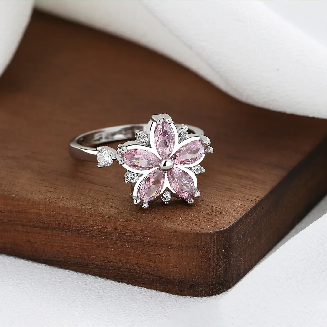 Magic Guardian Jewelry Valentine's Day Gift 🌸 Rotating Pink Cherry Blossom Ring | Fleeting beauty. Forever love.