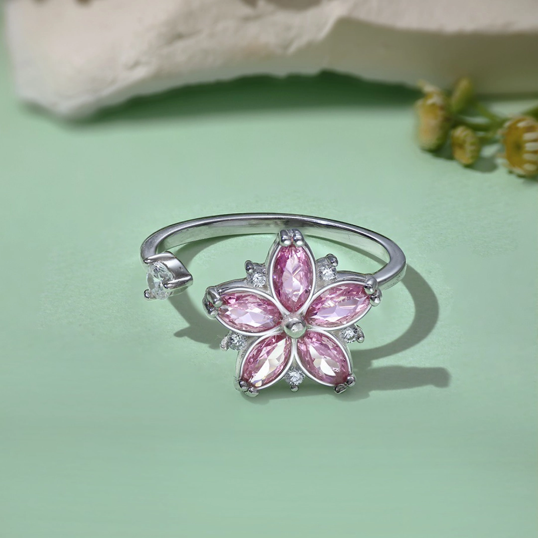 Magic Guardian Jewelry Valentine's Day Gift 🌸 Rotating Pink Cherry Blossom Ring | Fleeting beauty. Forever love.