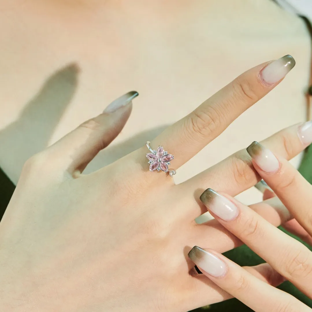 Magic Guardian Jewelry Valentine's Day Gift 🌸 Rotating Pink Cherry Blossom Ring | Fleeting beauty. Forever love.