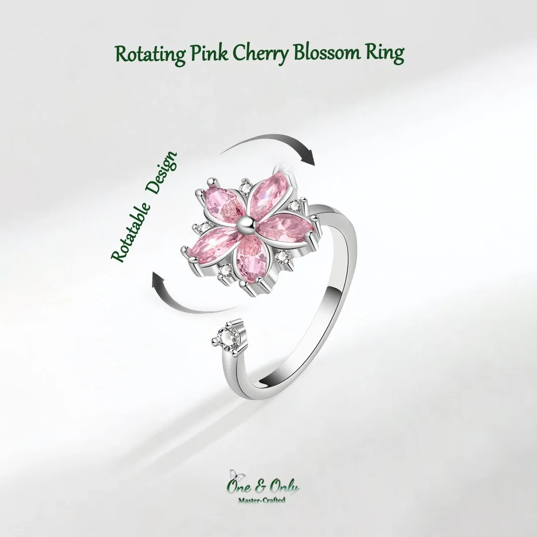 Magic Guardian Jewelry Valentine's Day Gift 🌸 Rotating Pink Cherry Blossom Ring | Fleeting beauty. Forever love.