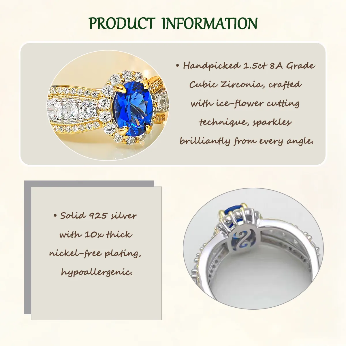 1.5ct Cubic Zirconia 8A Grade  + Sterling S925 Silver | Royal Blue Sapphire Inspired Ring | Symbol of Loyalty & Timeless Luxury