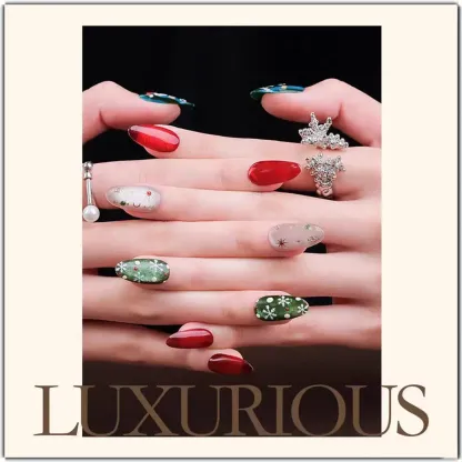 ​Winter Gala Collection - ​Jolly Fête | Handcrafted Press-on nails