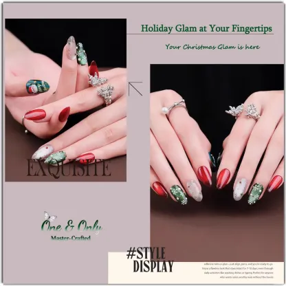 ​Winter Gala Collection - ​Jolly Fête | Handcrafted Press-on nails